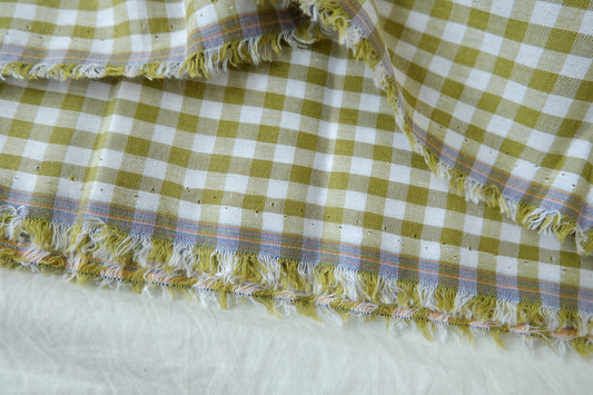 Olive Gingham Cotton, 3.28 Yards