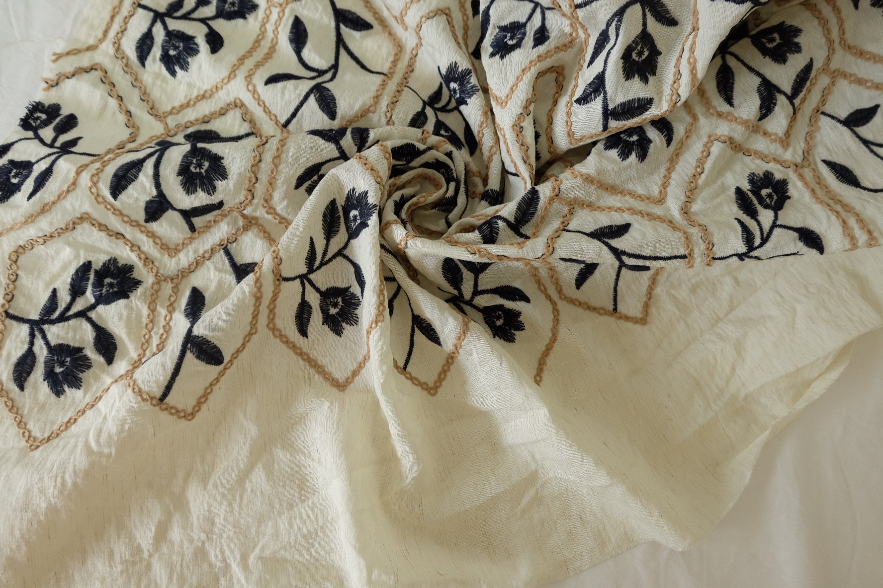Embroidered Tencel Linen Fabric – 2.5 yd