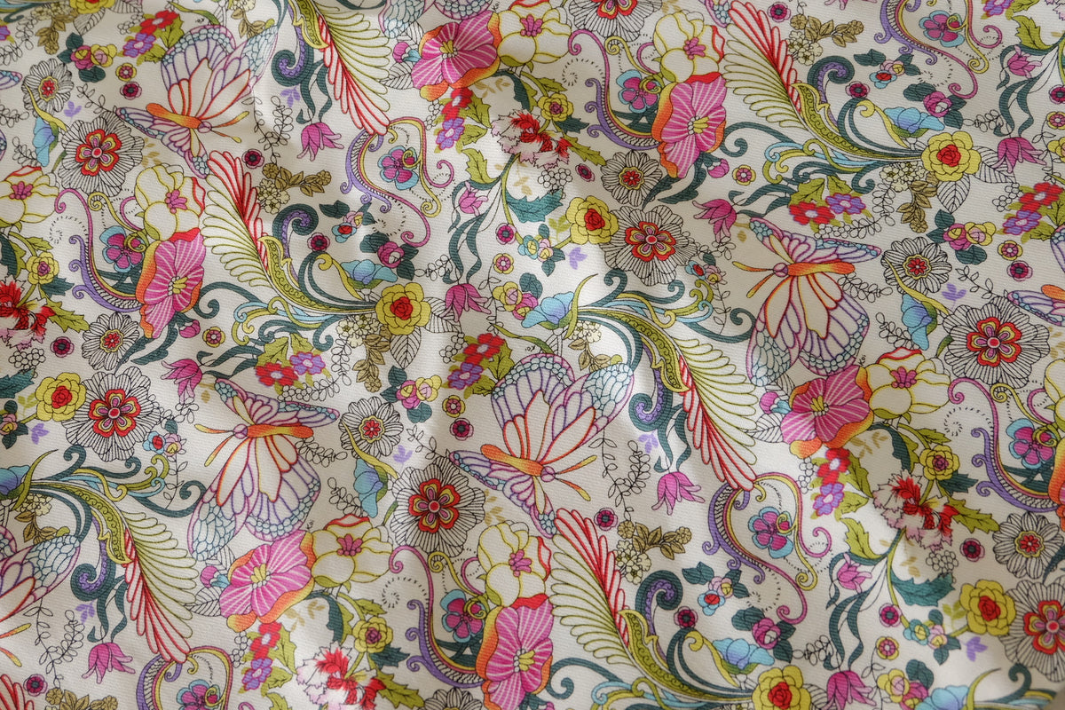 Butterfly Garden Cotton Rayon Twill – 2.2 yd