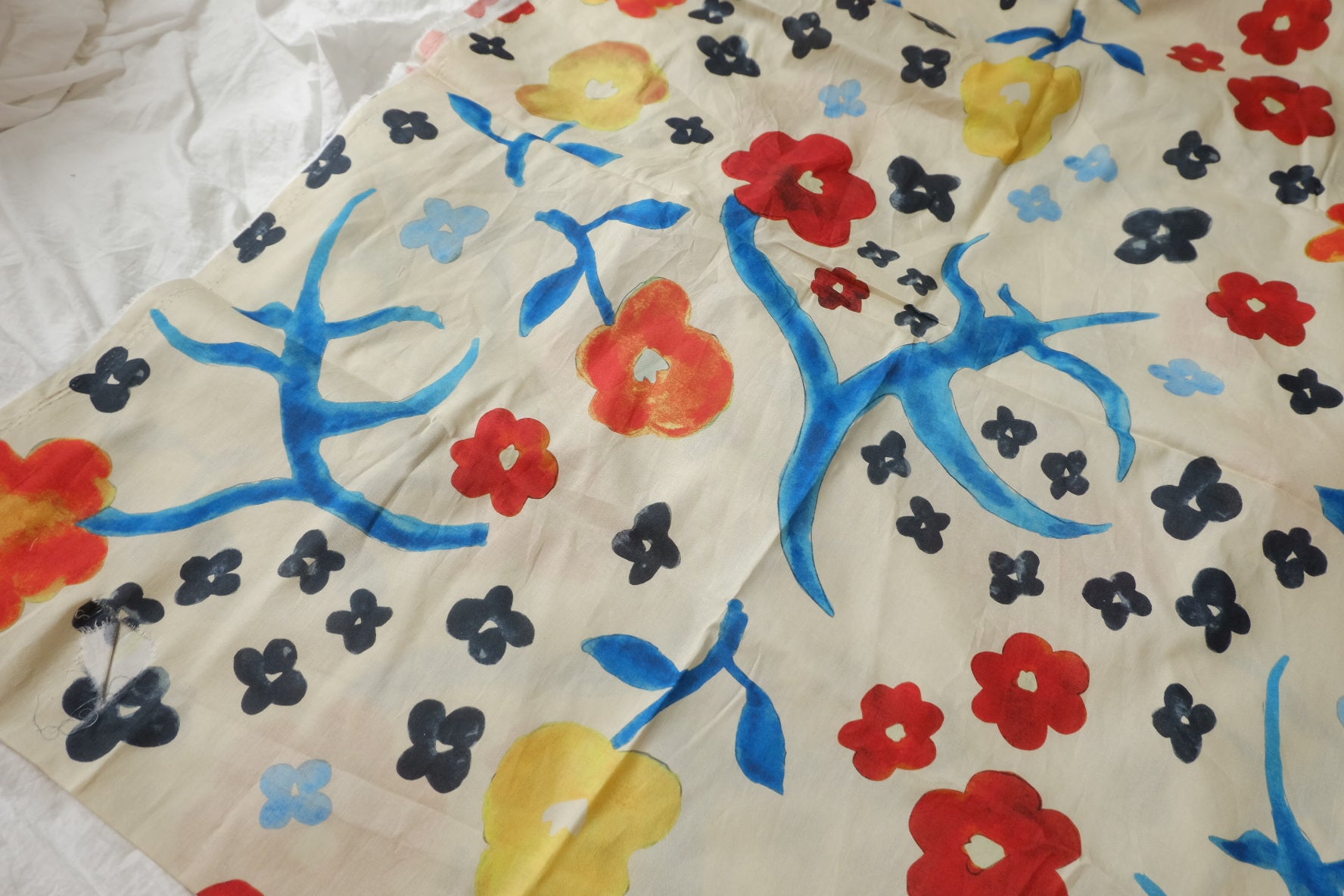 Painterly Floral Cotton Fabric - 1.86 yd