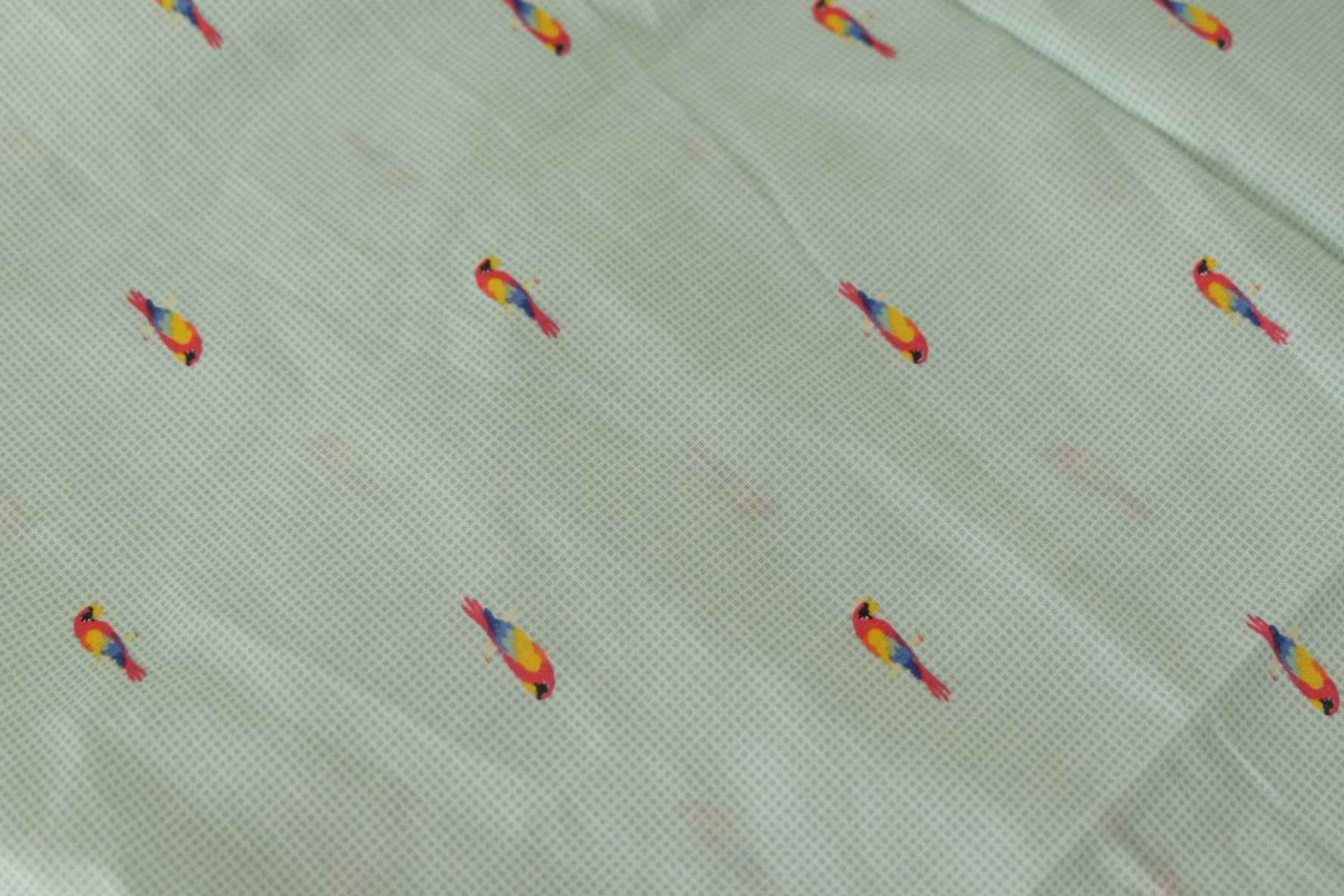 Mint Tiny Bird Cotton Poplin Fabric – 3.0 yd