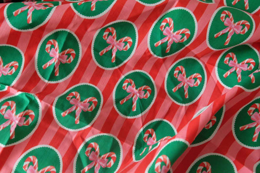 Candy Cane Holiday High-Density Cotton Poplin – 1.75 yd