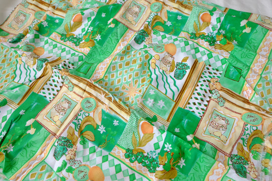 Green Picnic Scarf Print Rayon Fabric - 3.28 yd