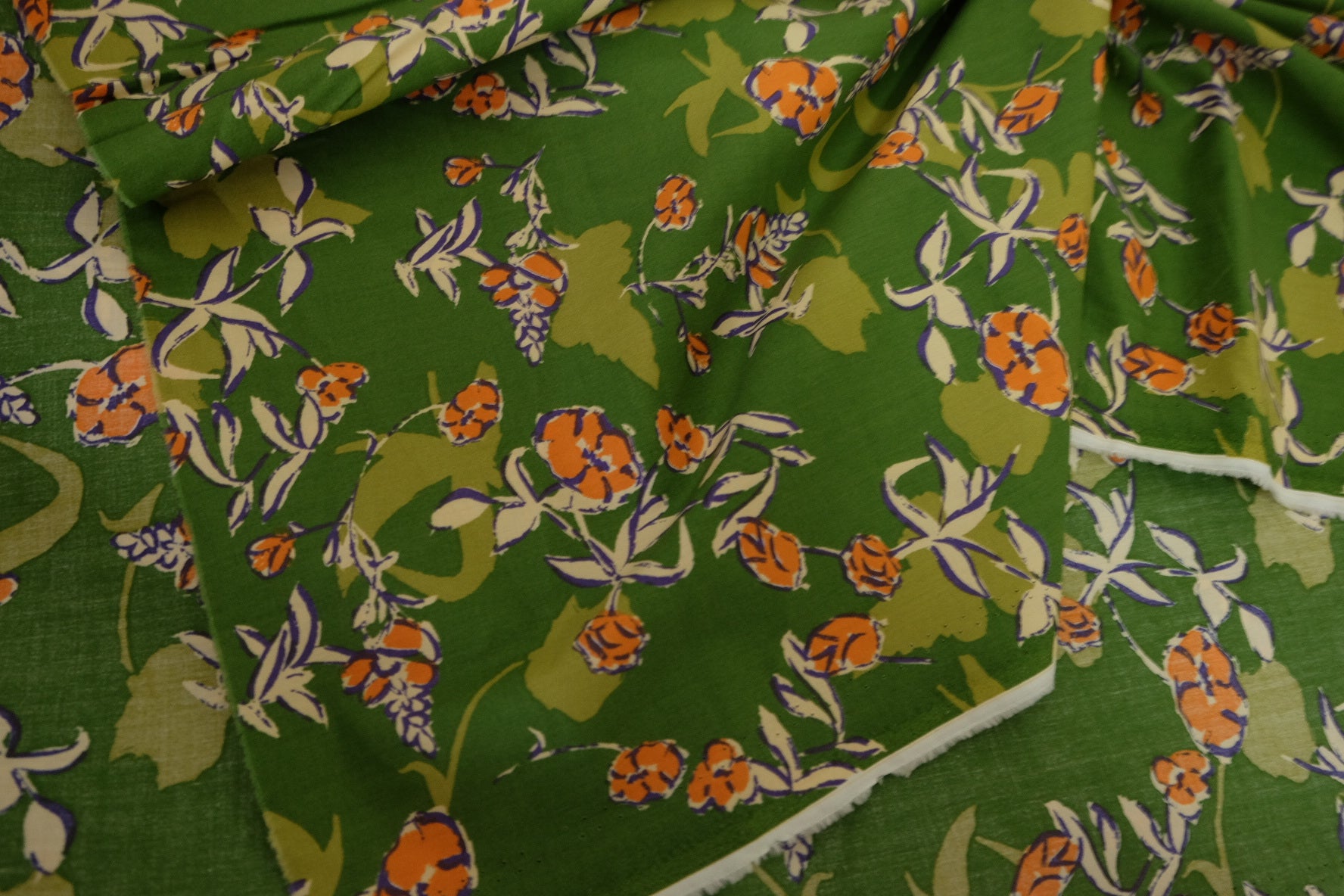 Green Botanical Cotton Poplin Fabric – 2.7 yd