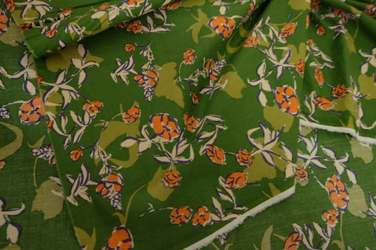 Green Botanical Cotton Poplin Fabric – 2.7 yd