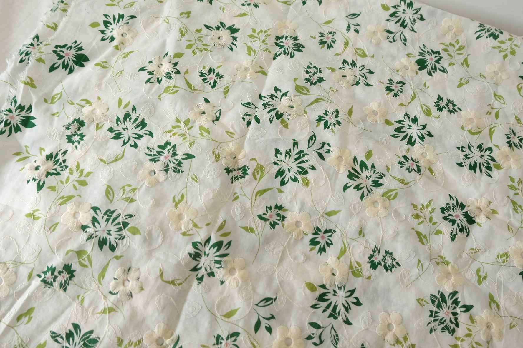 Embroidered Floral Cotton Fabric – 2.2 yd