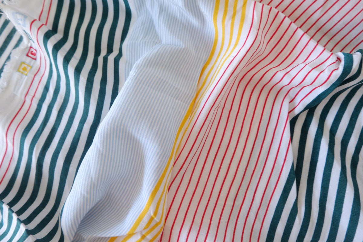 Playful Multicolor Stripe Viscose Fabric – 2.19 yd
