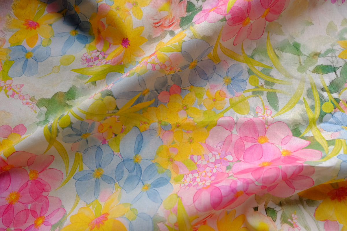 Watercolor Garden Cotton Poplin — 2.7 yd