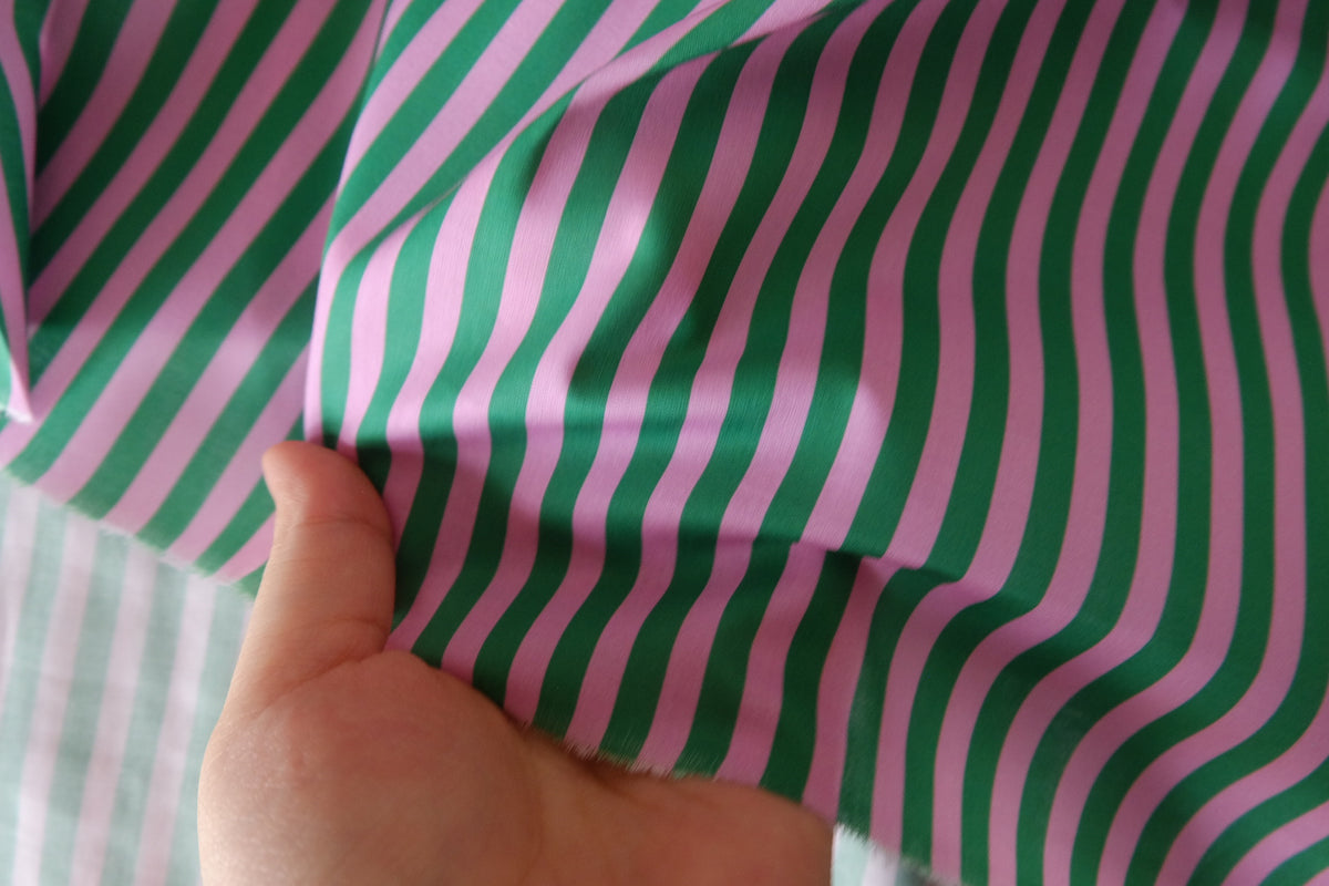 Pink & Green Candy Stripe Cotton Poplin – 2.2 yd / 3.3 yd