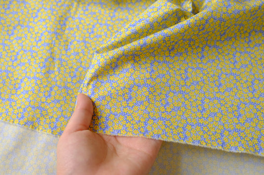 Yellow Ditsy Floral Lightweight Cotton Lawn — 2.19 yd