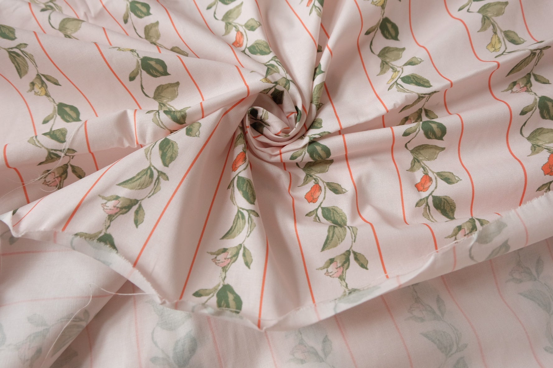 Blush Rose Stripe Cotton Poplin Fabric — 3.28 yd