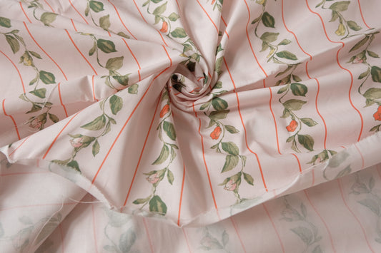 Blush Rose Stripe Cotton Poplin Fabric — 3.28 yd
