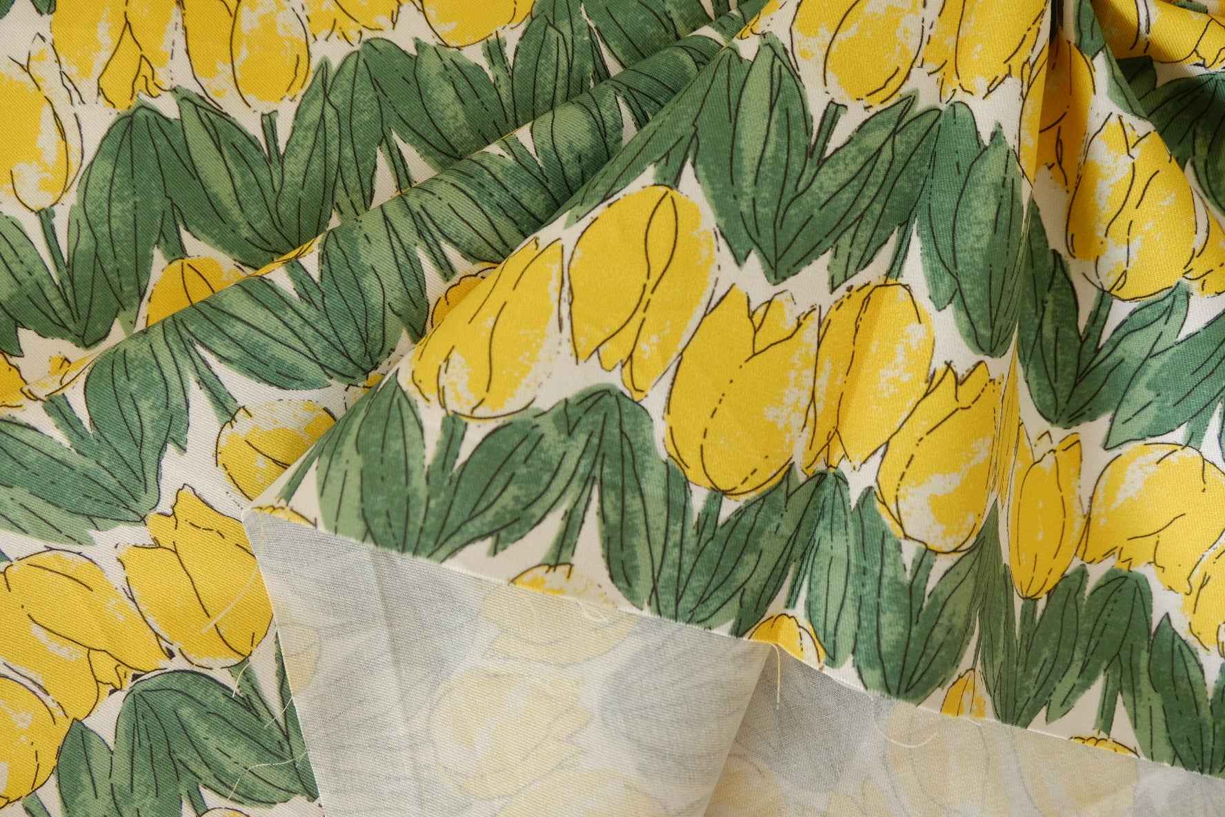 Yellow Tulip Cotton Twill Fabric – 2.2 yd