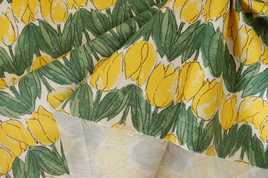 Yellow Tulip Cotton Twill Fabric – 2.2 yd