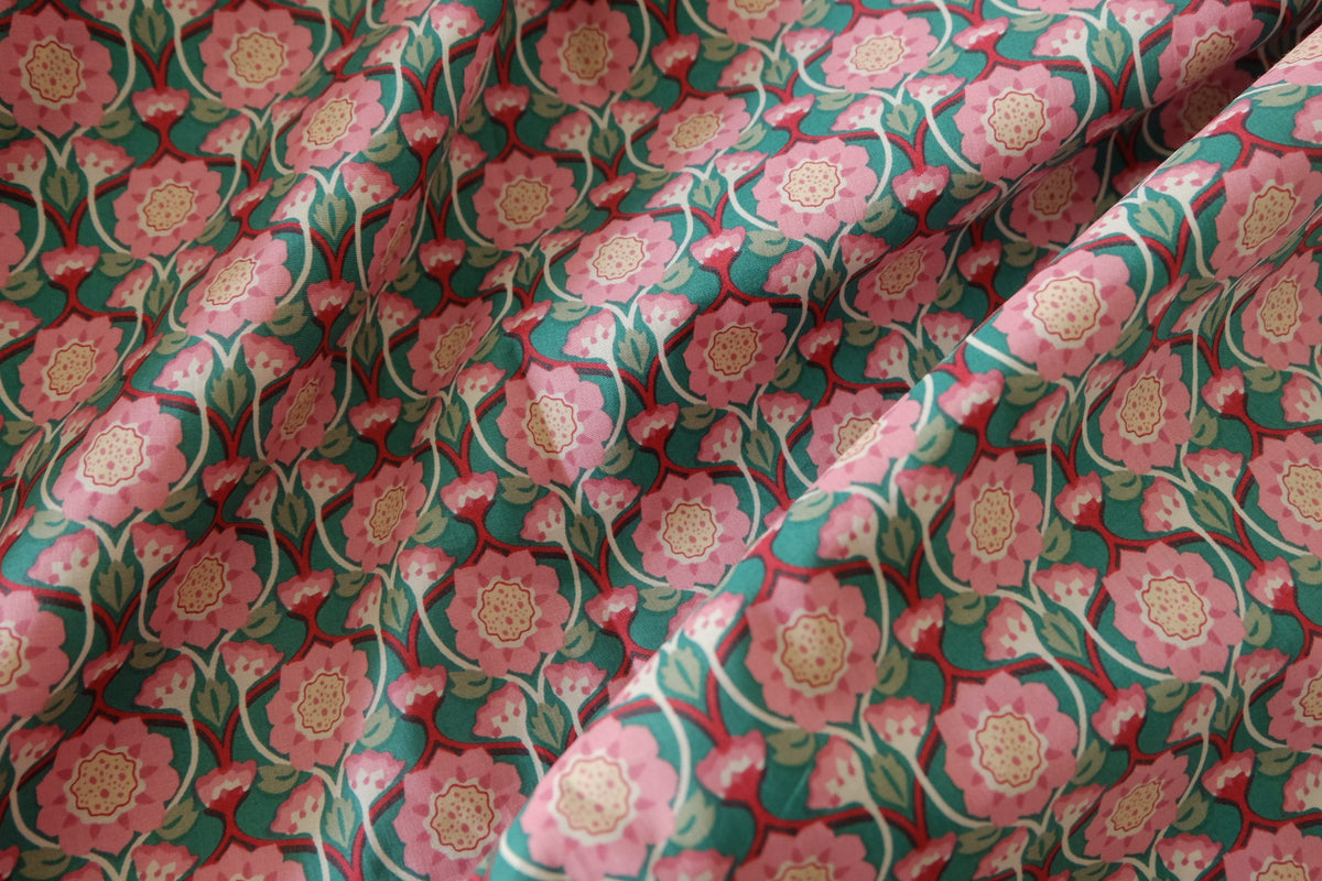 Pink Garden Floral High-Count Cotton Poplin – 3.3 yd