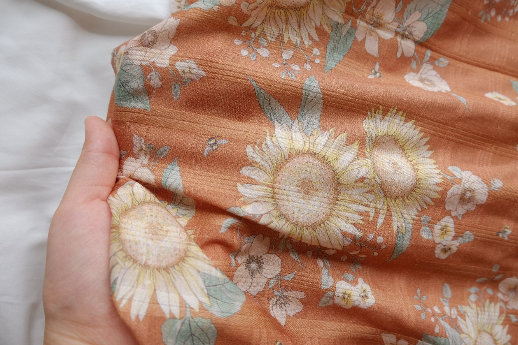 Terracotta Sunflower Jacquard Linen Cotton – 3.3 yd