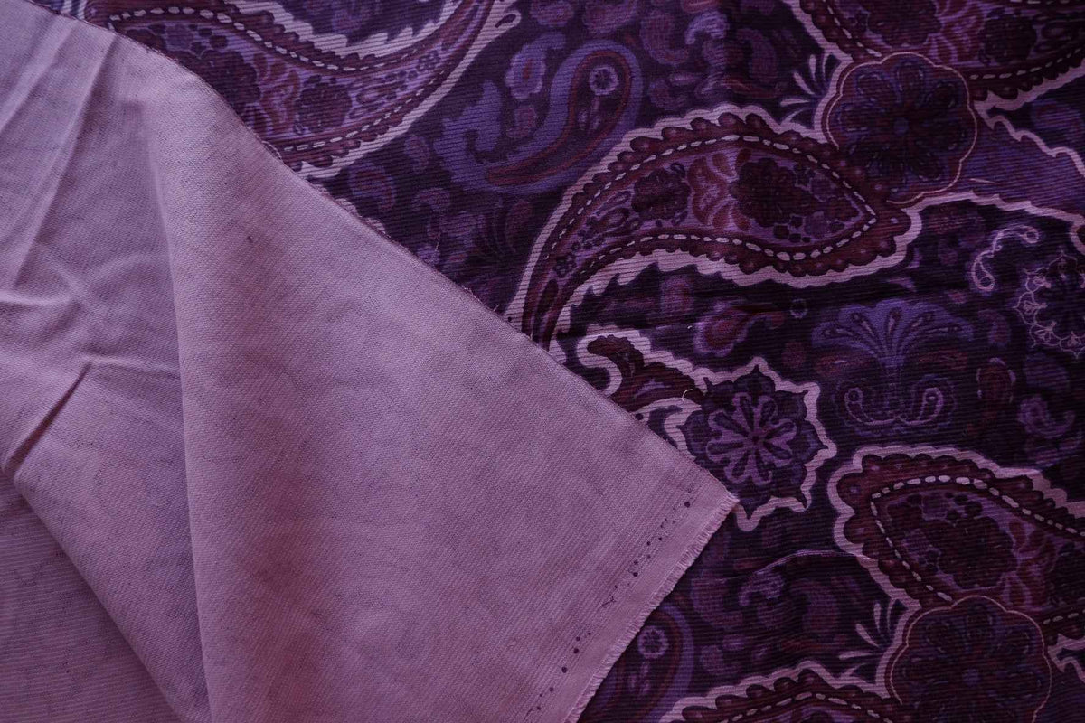 Plum Paisley Floral Cotton Corduroy – 2.19 yd
