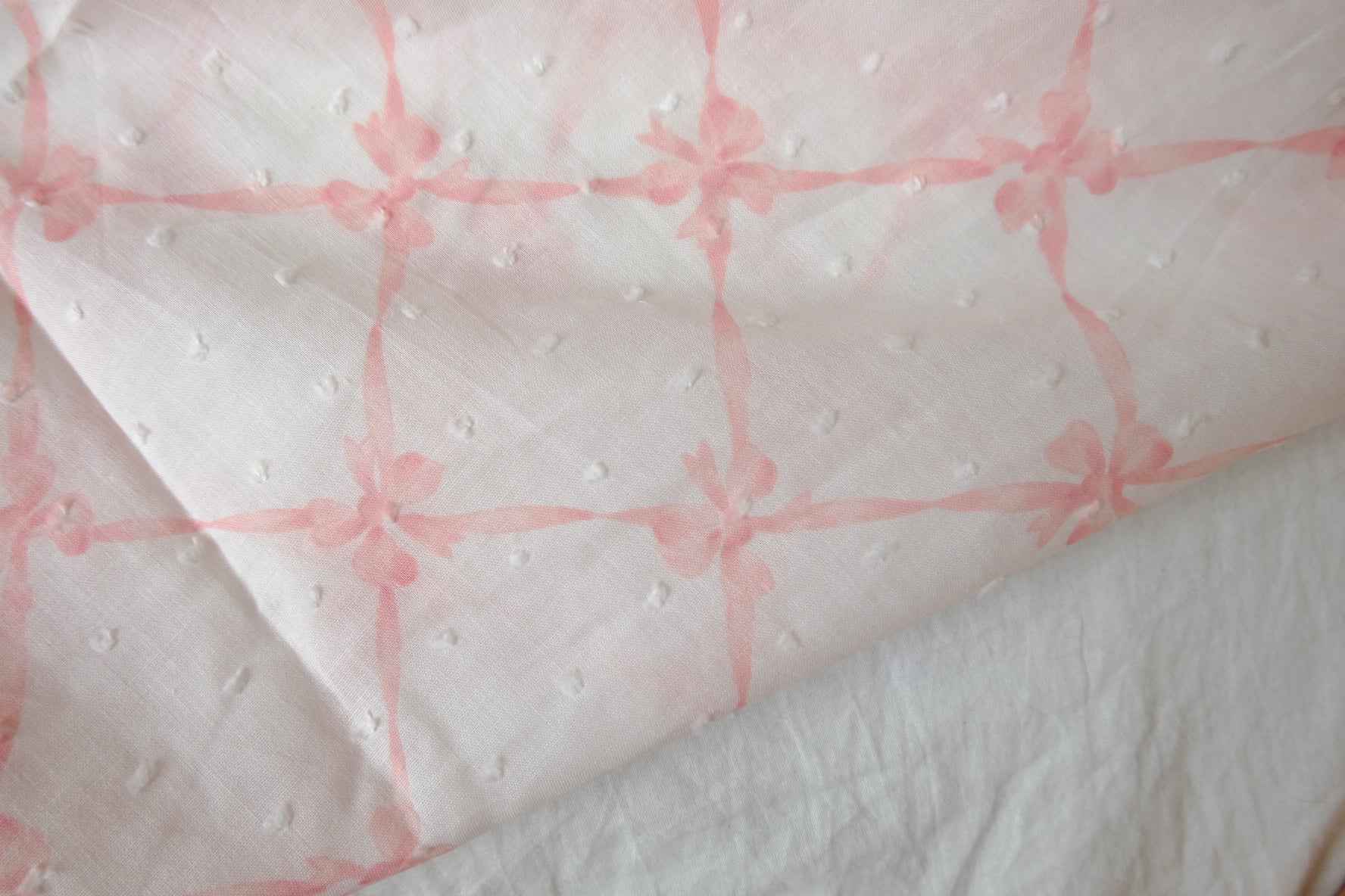Sheer Pink Lattice Clip-Dot Cotton Fabric - 3.28 yd