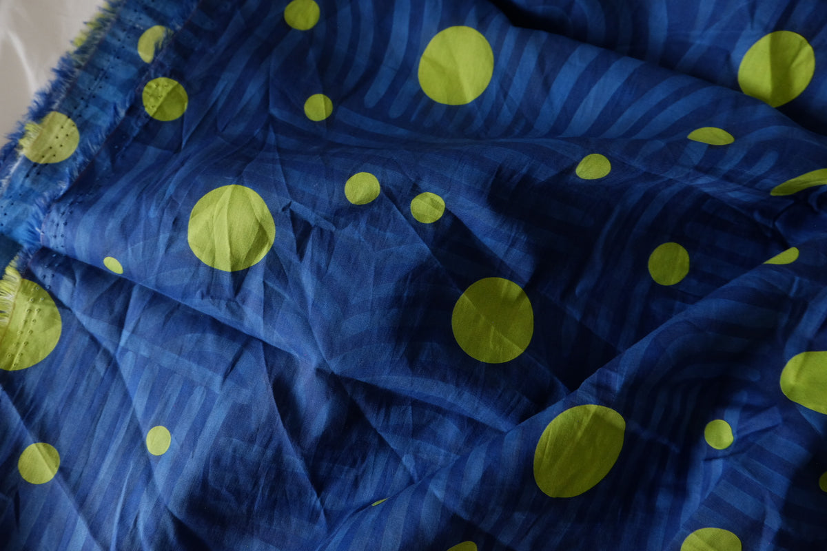 Lime Dot Waves Cotton Lawn — 3.28 yd