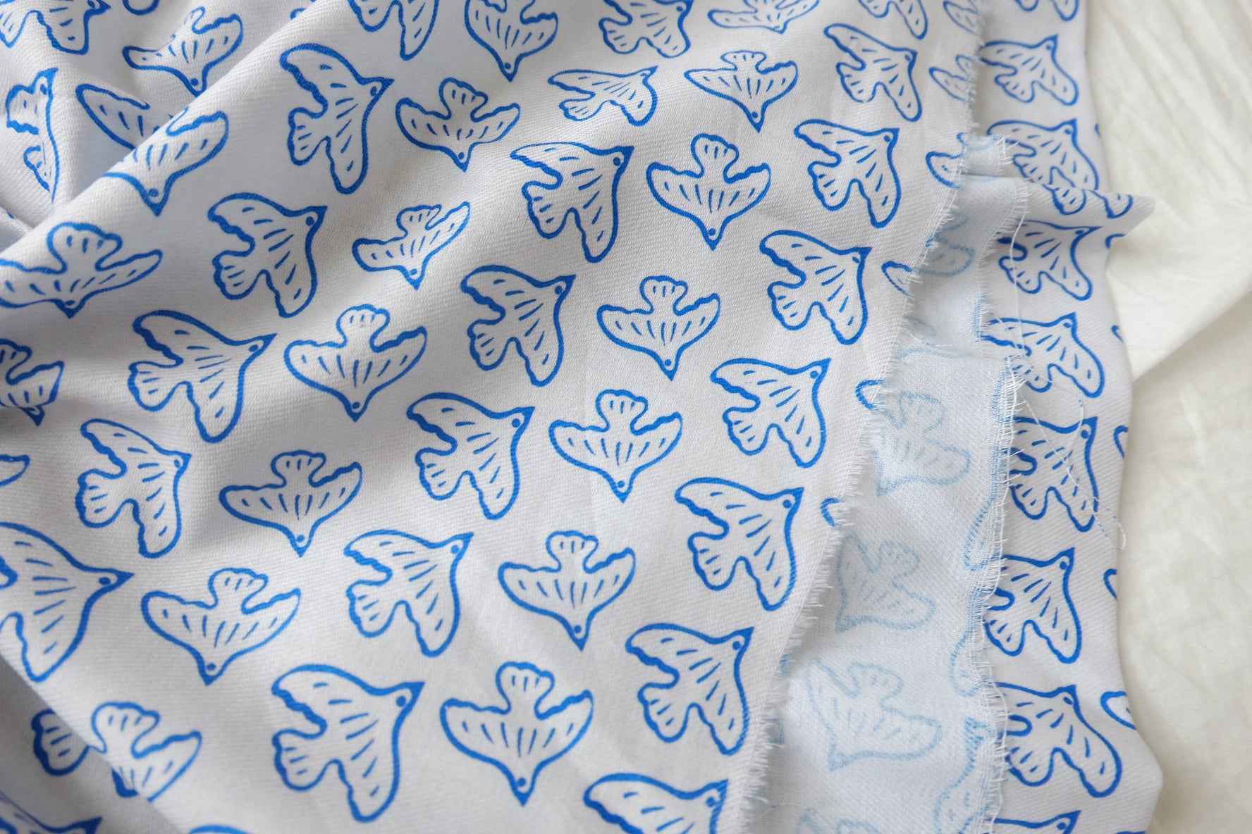 Blue Bird Print Soft Cotton Twill — 2.19 yd Piece