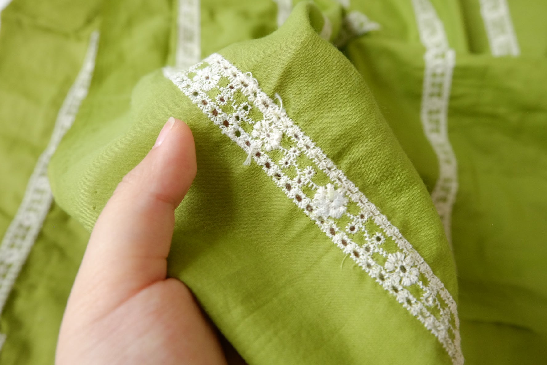 Olive Green Embroidered Blend, 2.2 Yards