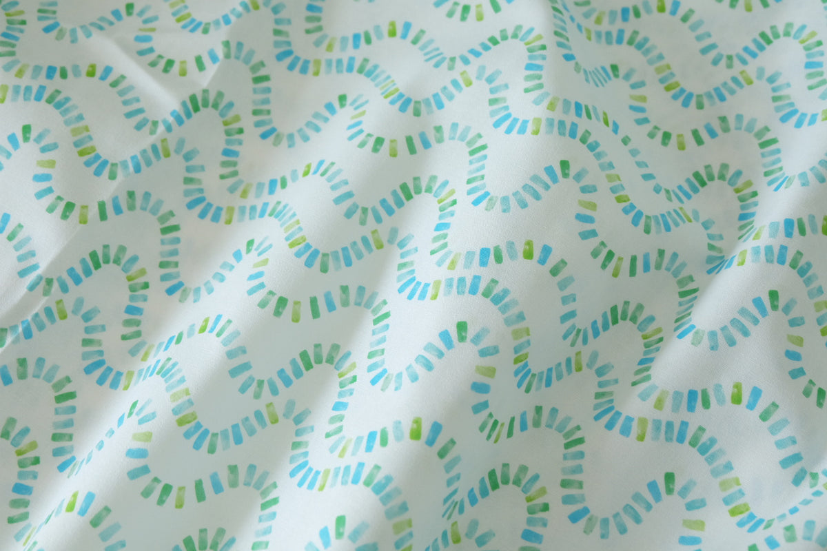 Aqua Loop Print Cotton Poplin – 2.2 yd