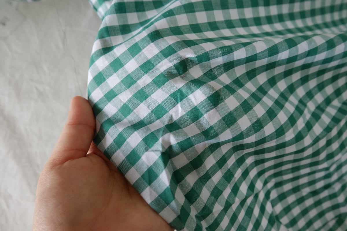 Green Gingham Yarn-Dyed Cotton Fabric – 4.4 yd