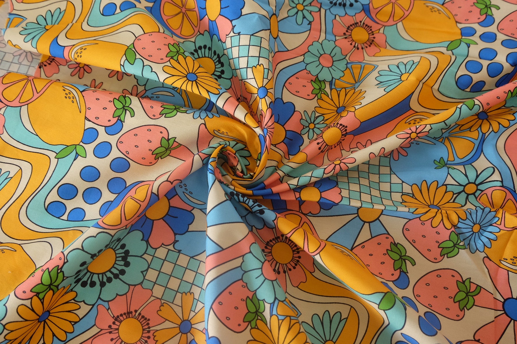 Retro Fruit & Flower Cotton Poplin – 2.2 yd
