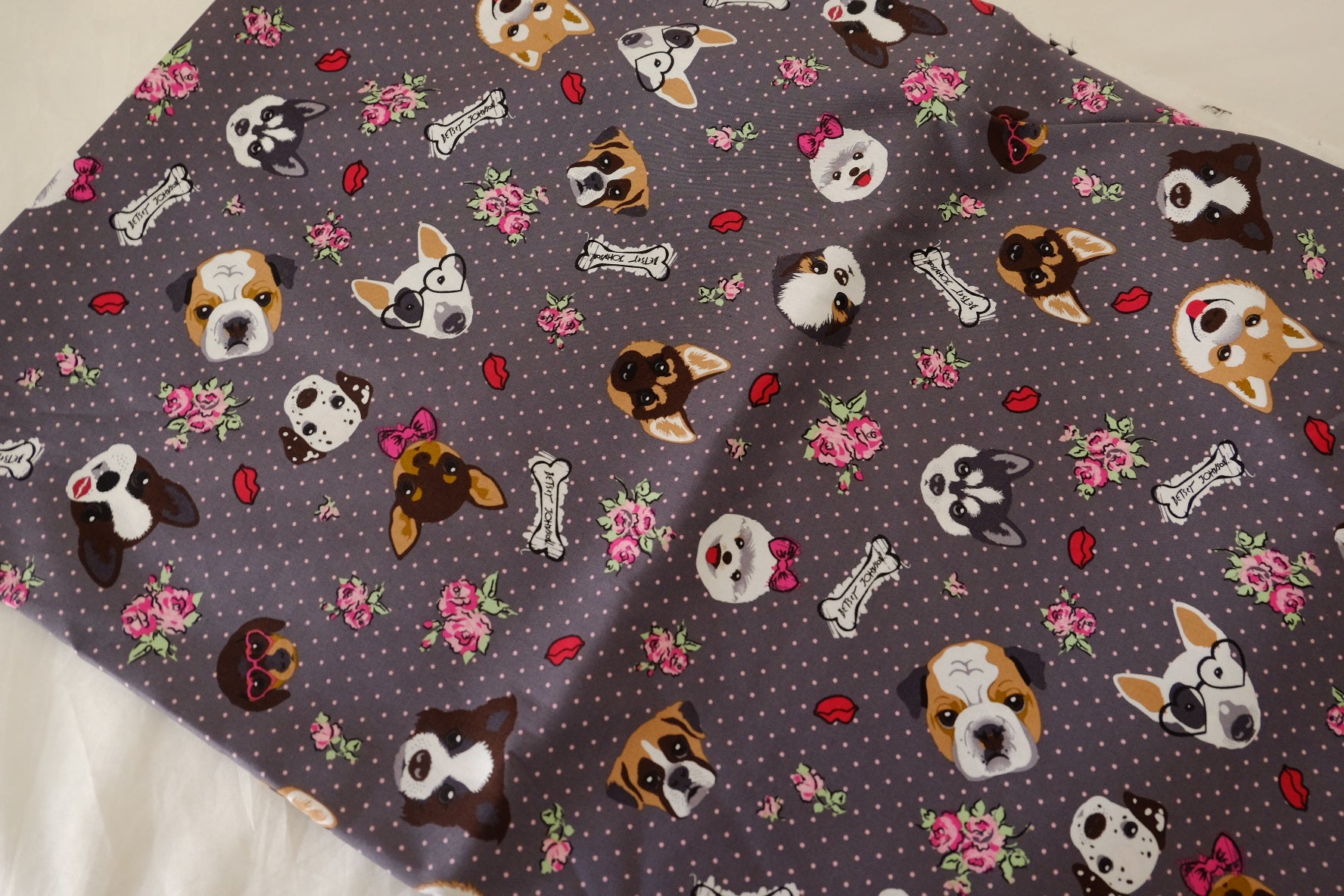 Vintage Puppy Garden Cotton Poplin Fabric – High Thread Count Cotton Print – 2.2 yd