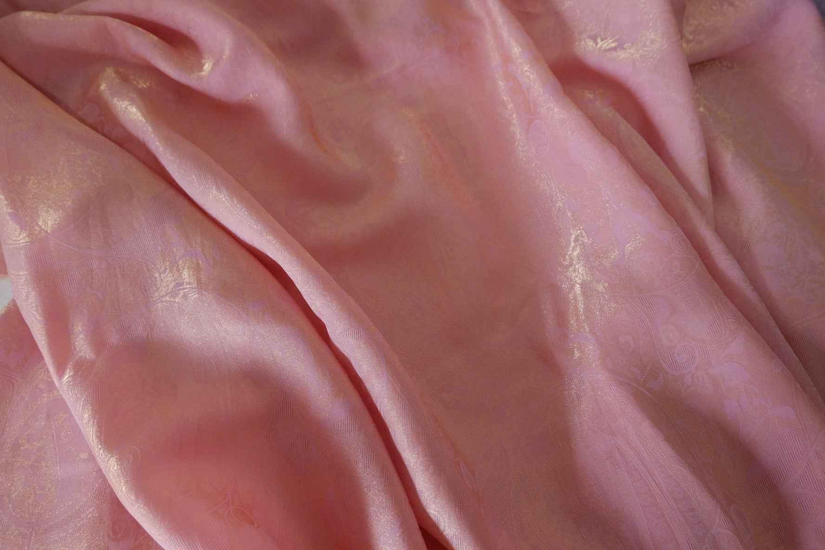 Iridescent Pink Jacquard Satin Fabric – 3.3 yd