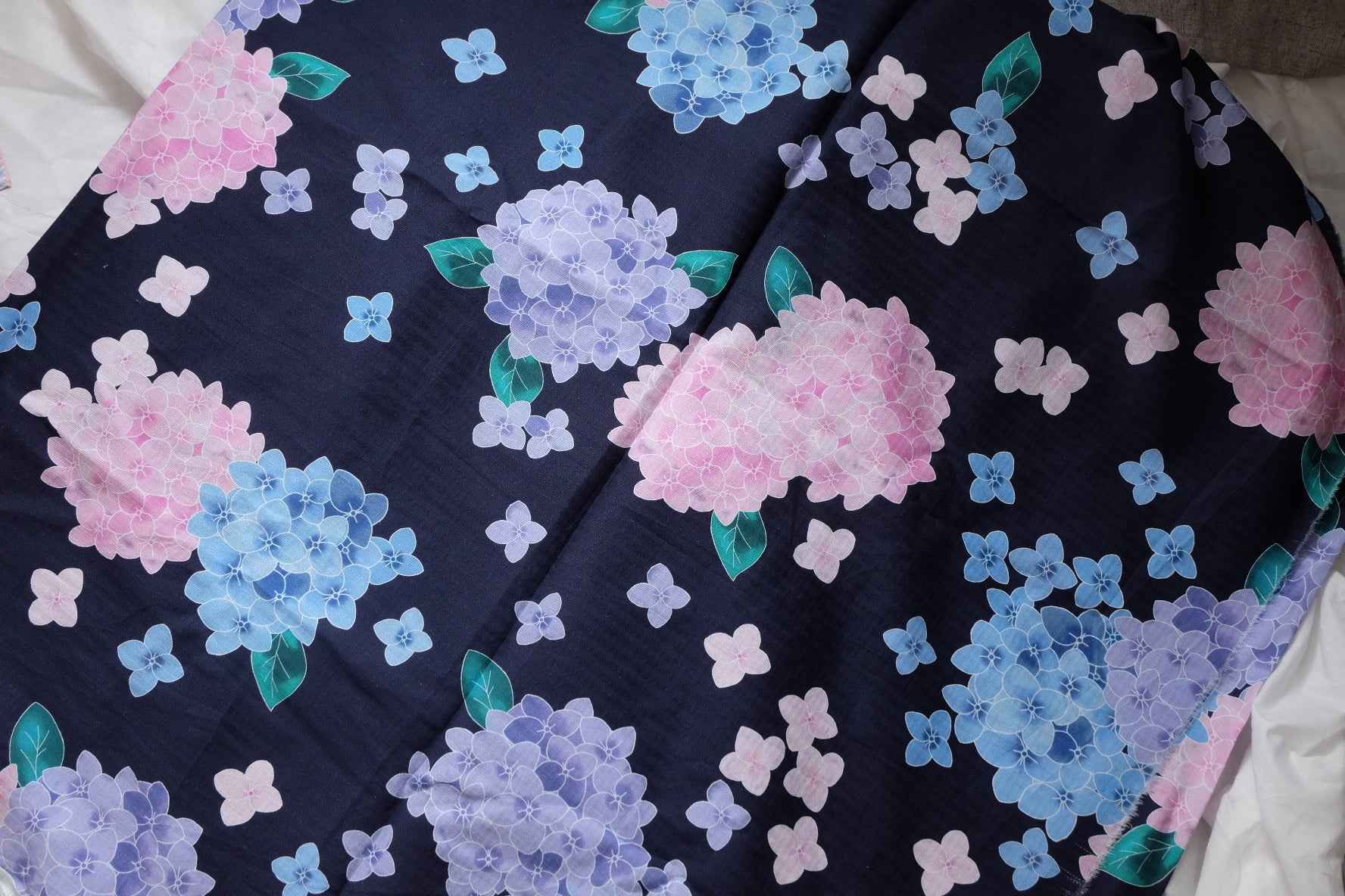 Hydrangea Slub Cotton Jacquard Fabric, Soft Summer Dress Weight, 3.28 Yards