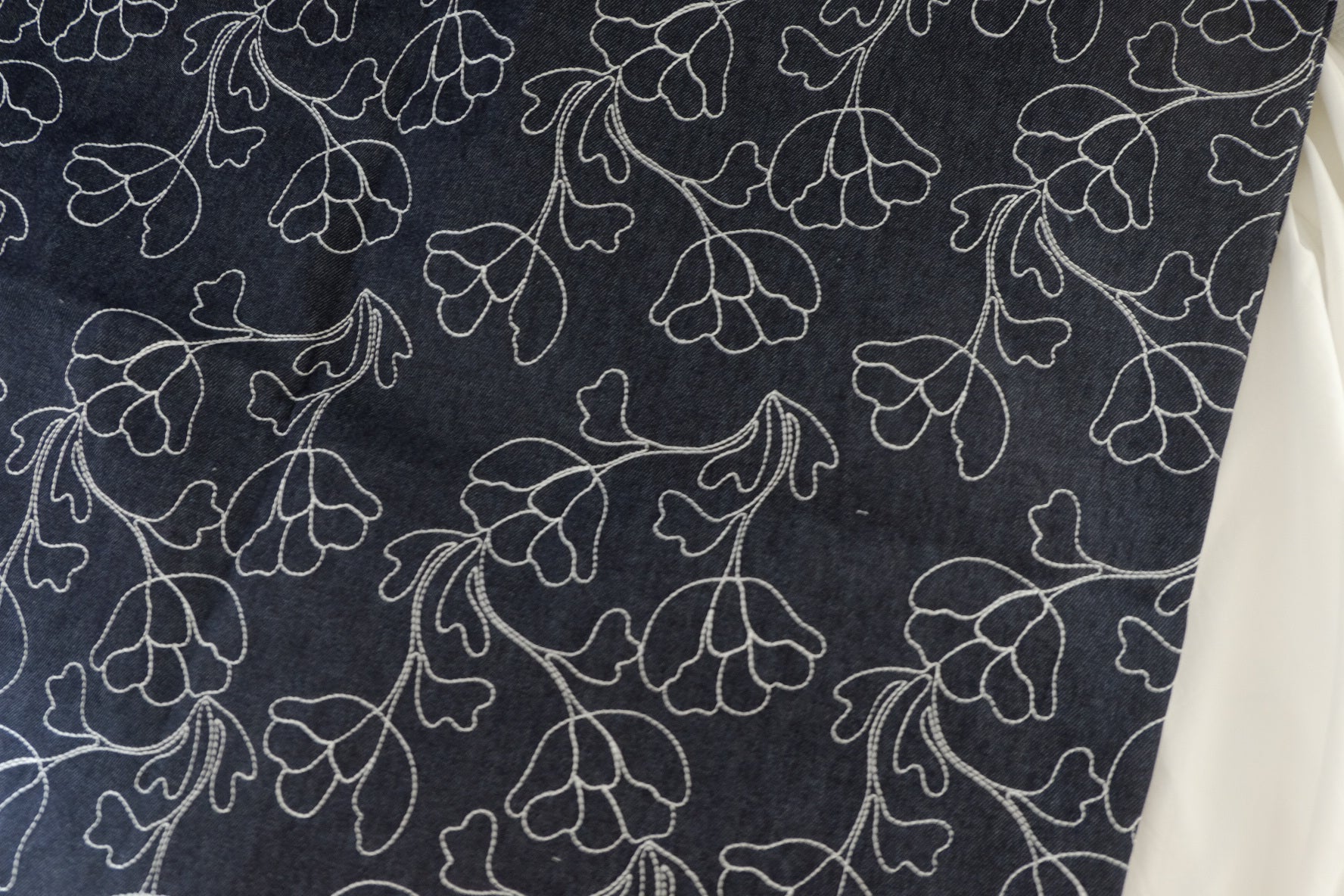 Embroidered Cotton Denim Panel – 1.1 yd