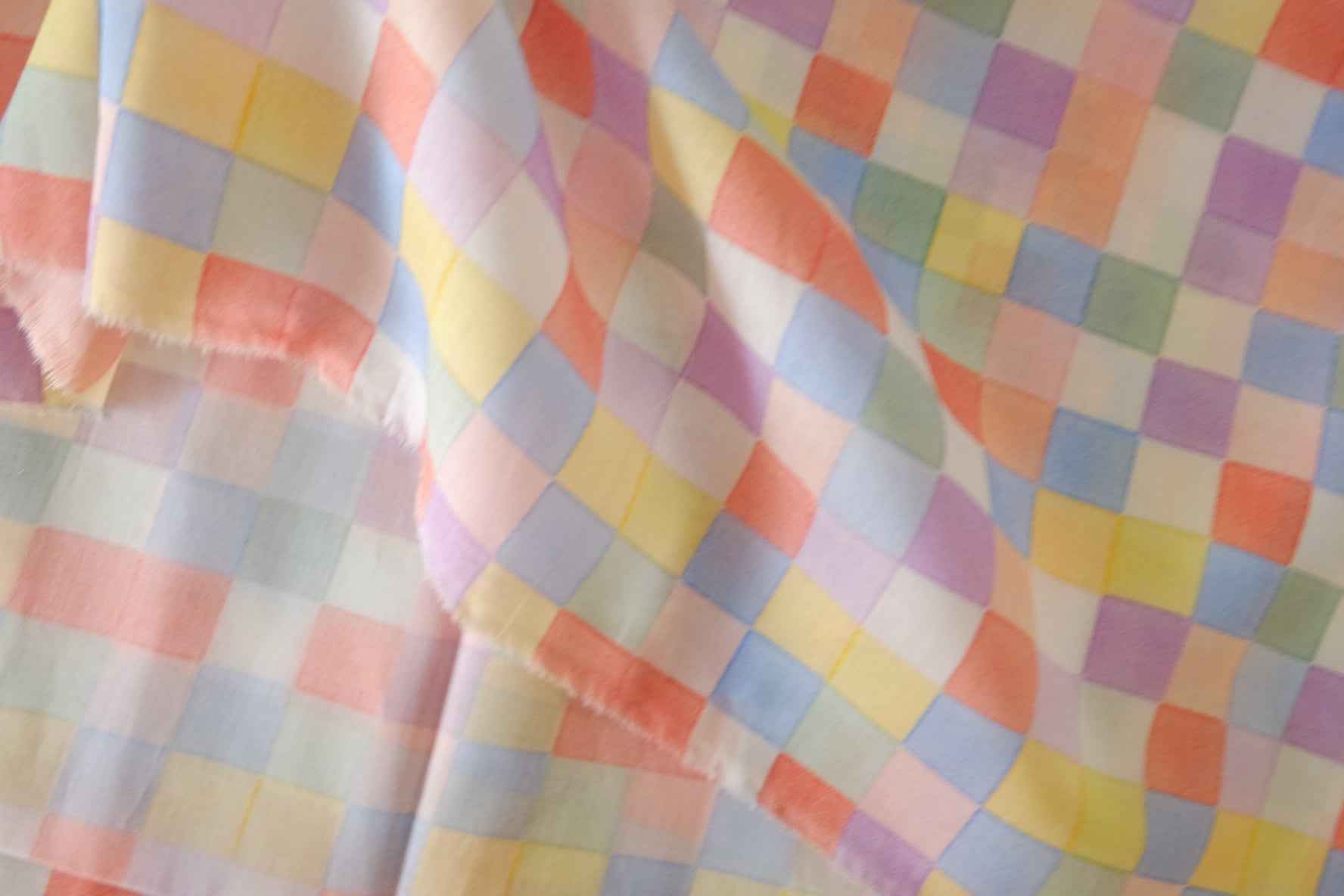Pastel Checkerboard 100s Cotton Fabric – 3.3 yd
