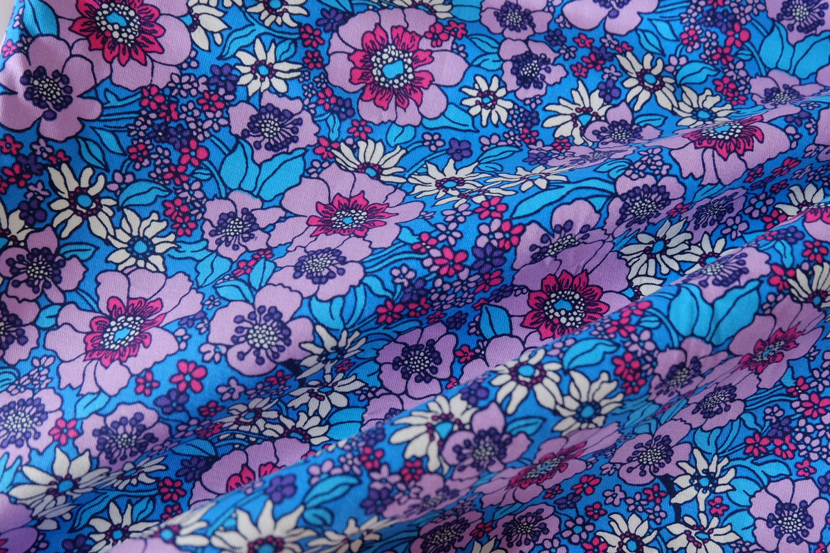 Retro Flower Power Brushed Cotton Twill – 1.6 yd