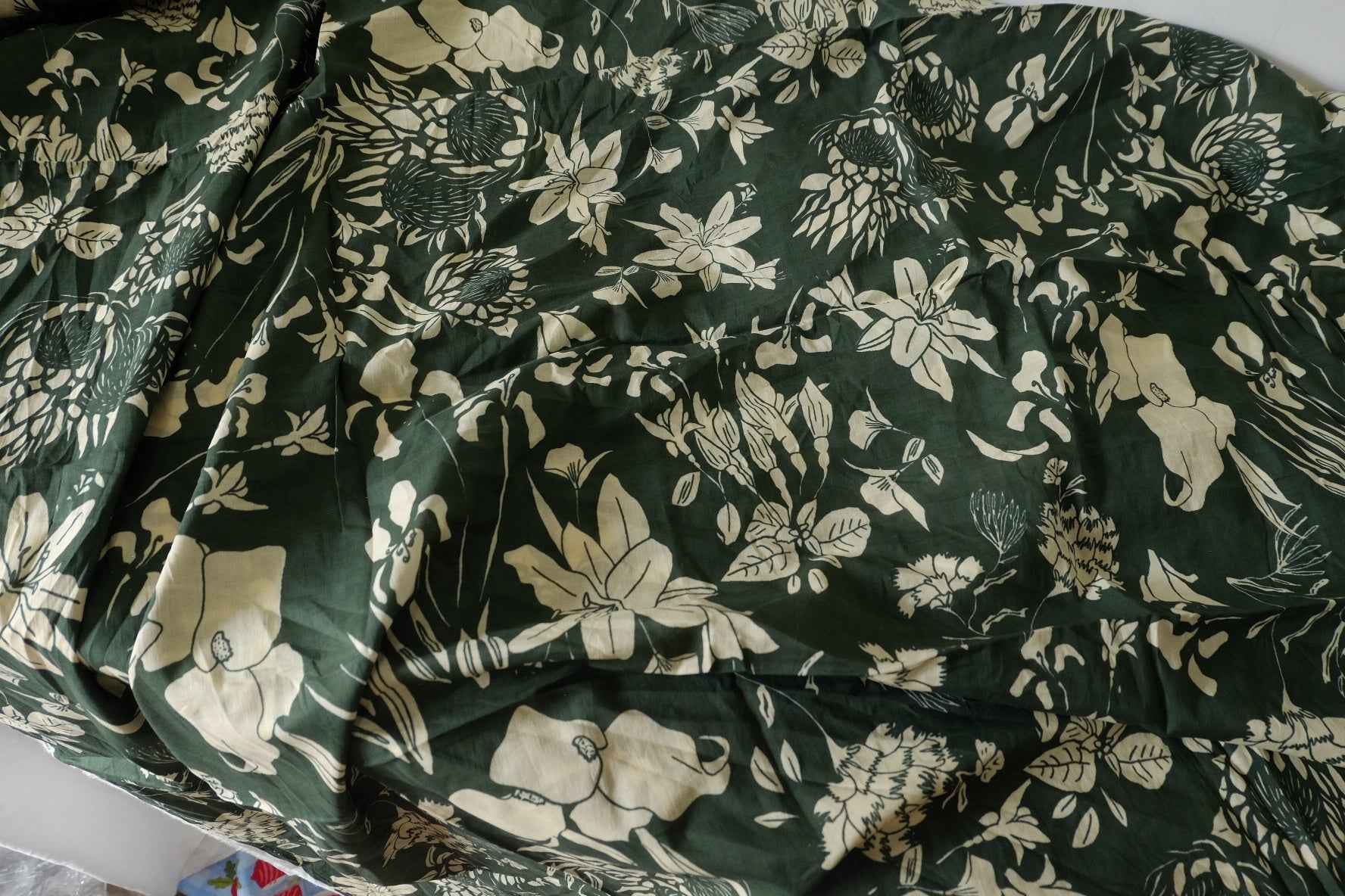 Forest Green Botanical Cotton Voile Fabric – 3.3 yd