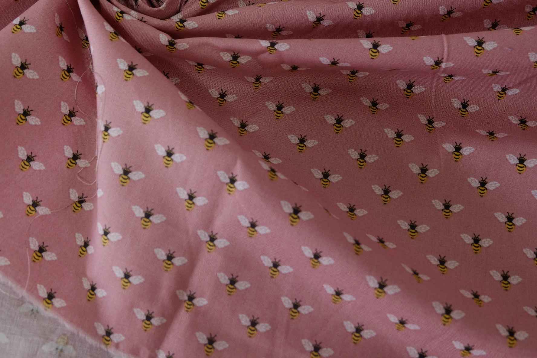 Little Bees Pink Cotton Fabric – 1.6 yd