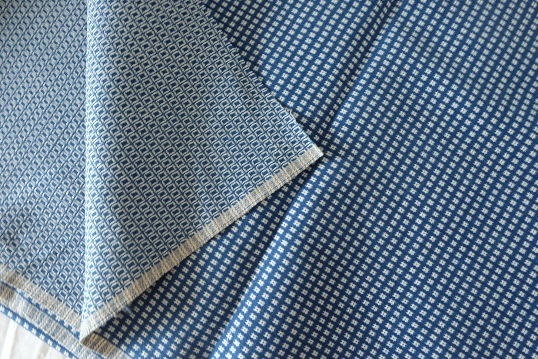 Textured Blue Cotton Denim Fabric – 1.64 yd