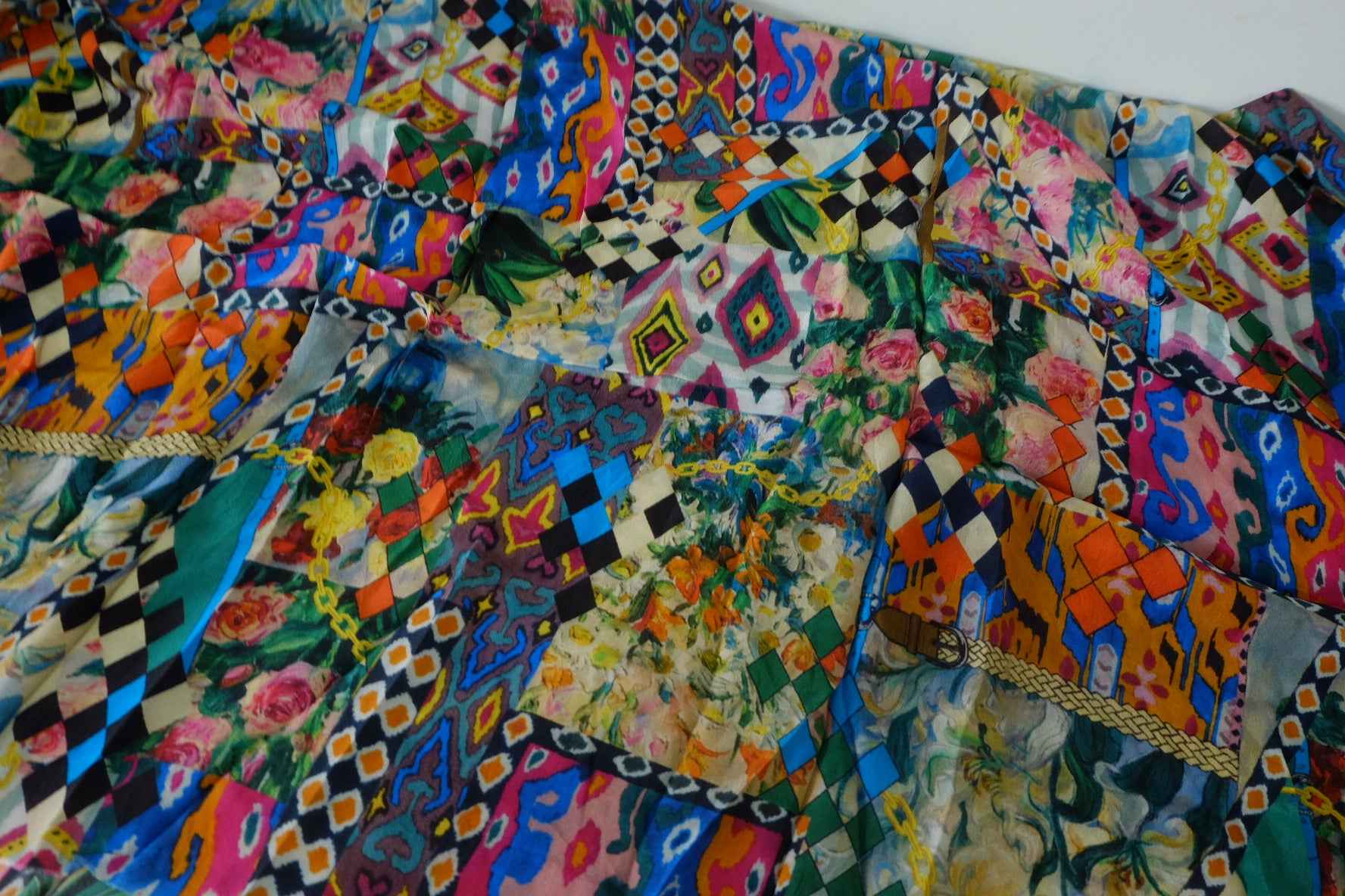 Colorful Patchwork Print Rayon Fabric – 1.3 yd