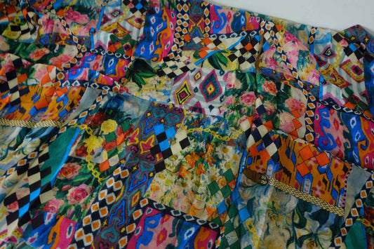 Colorful Patchwork Print Rayon Fabric – 1.3 yd