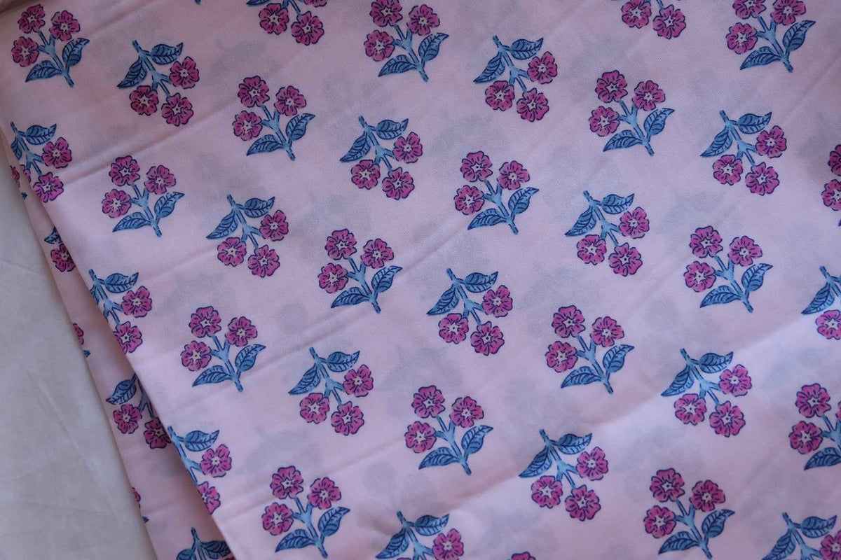 Blush Pink Vintage Floral Cotton Poplin Fabric – 2.19 yd