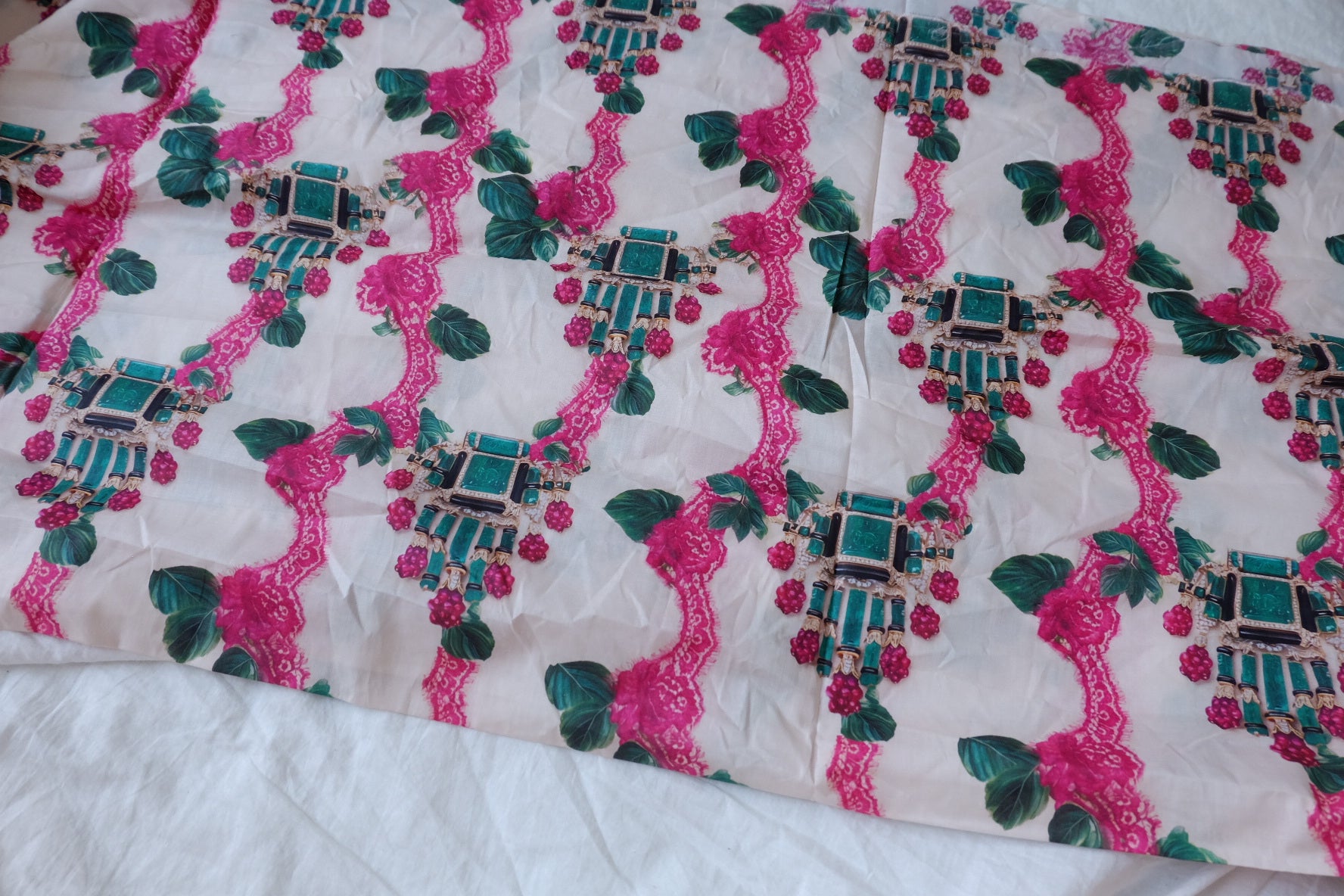 Jewel Lace Cotton Lawn Fabric - 1.75 yd