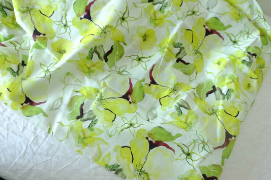Lemon Garden Watercolor Floral Cotton Lawn Fabric  – 2.62 yd