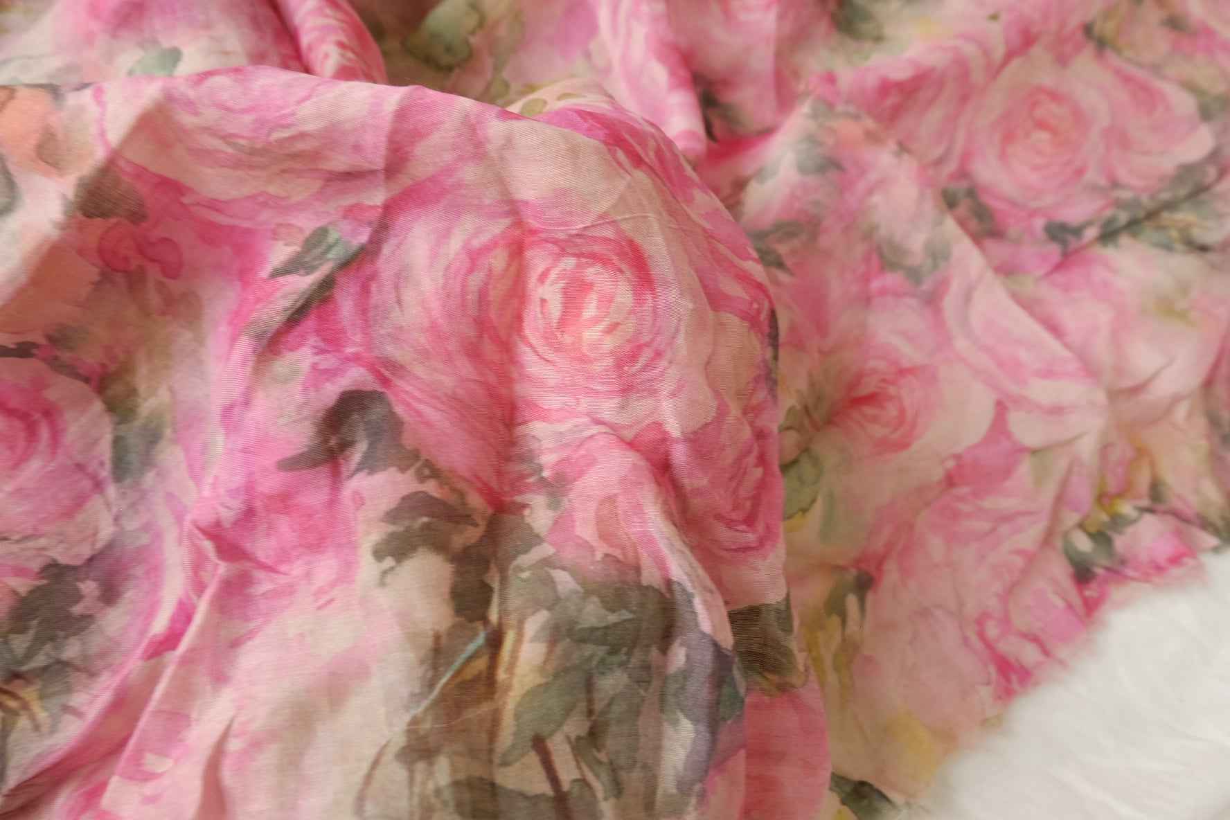 Sheer Pink Rose Lightweight Linen Fabric - 1.75 yd