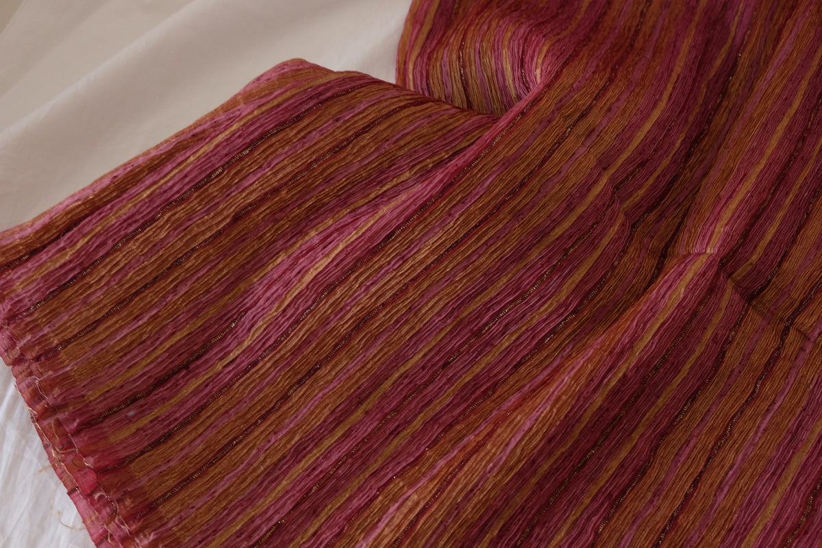 Rosewood & Gold Textured Silk Cotton Blend Fabric – 2 yd