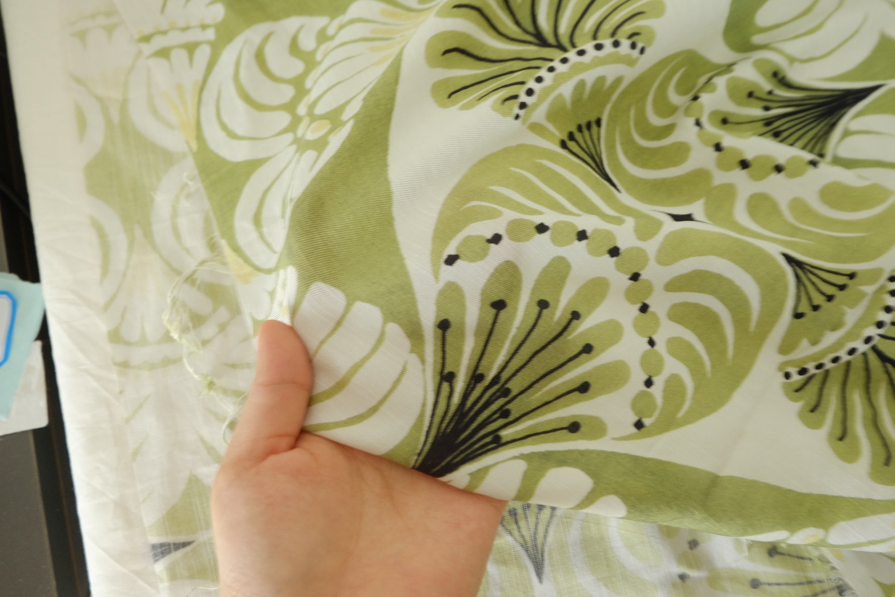 Retro Olive Botanical Tencel-Cotton Dress Fabric – 2.2 yd
