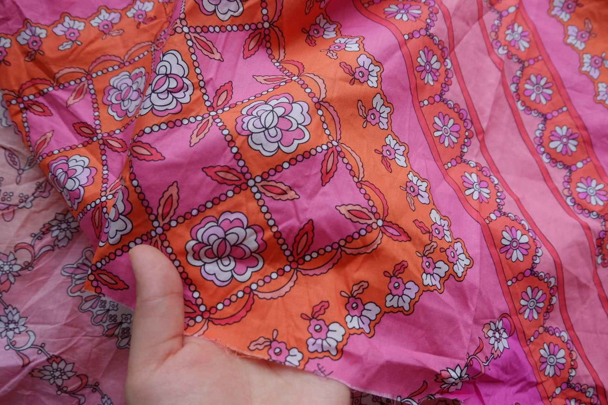 Pink & Orange Scarf-Print Cotton Lawn — 1.2 yd
