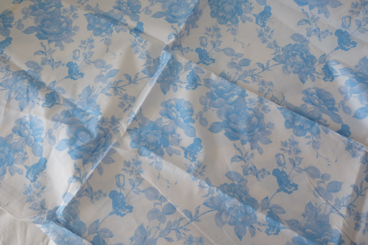 Sky Blue Rose High-Density Cotton Poplin – 1.4 yd