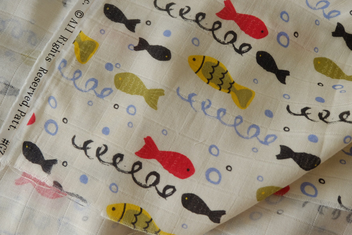 Playful Fish Double Gauze Cotton — 2.19 yd
