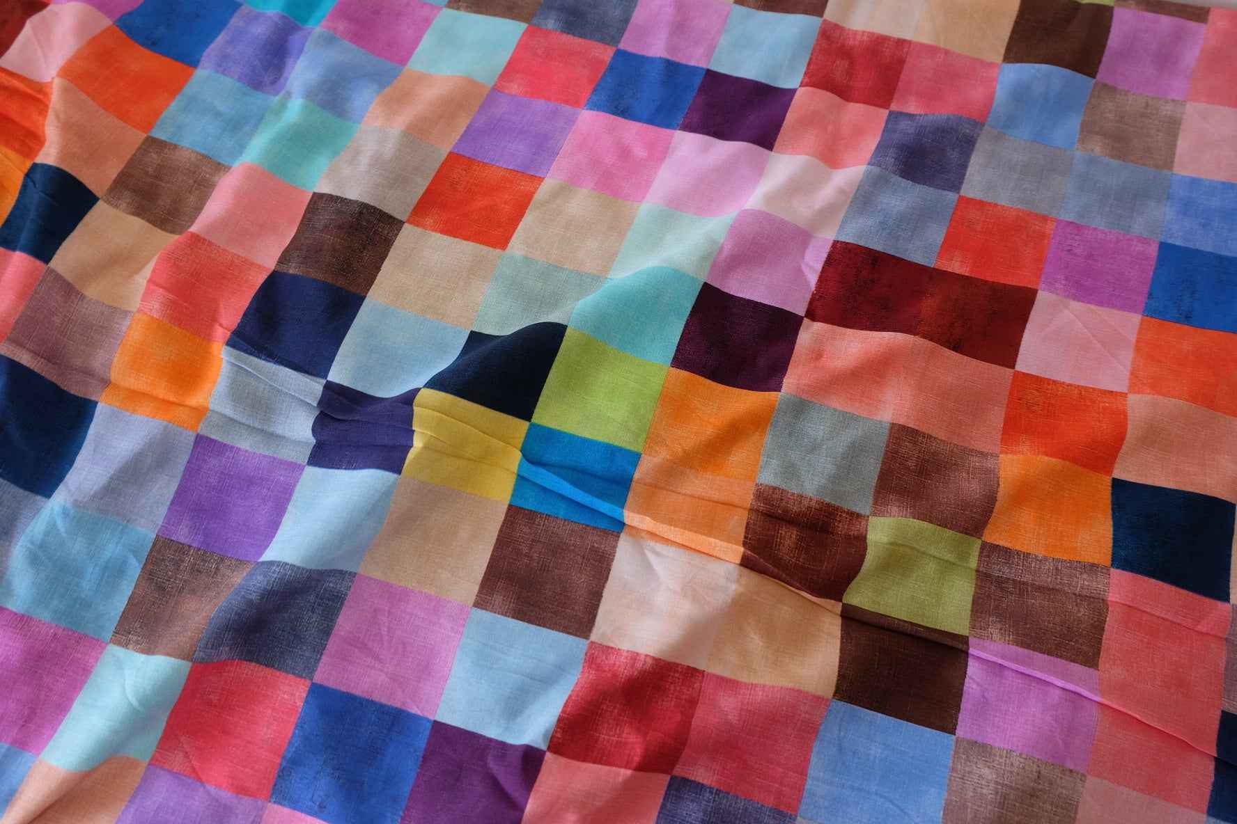 Colorful Plaid Rayon Challis Fabric – 2.7 yd