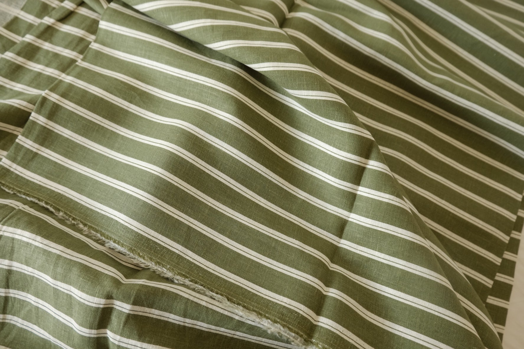 Olive Yarn-Dyed Stripe Linen Cotton – 2.19 yd